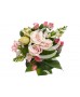 Aranjament floral trandafiri roz si garofite